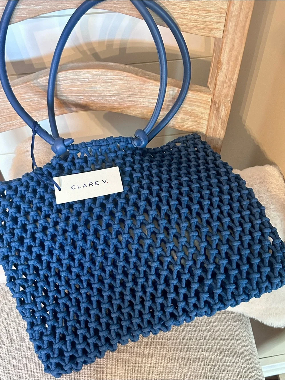 Clare V. - NWT - Sandy Woven Market Tote in HARD TO FIND French Blue